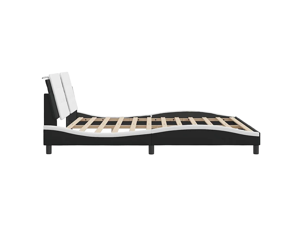 Bedframe met LED zonder matras "Zadar" zwart en wit 180x200 cm