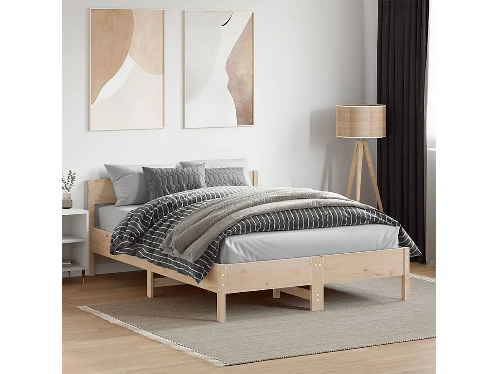 Cadre de lit sans matelas 140x190 cm bois de pin massif