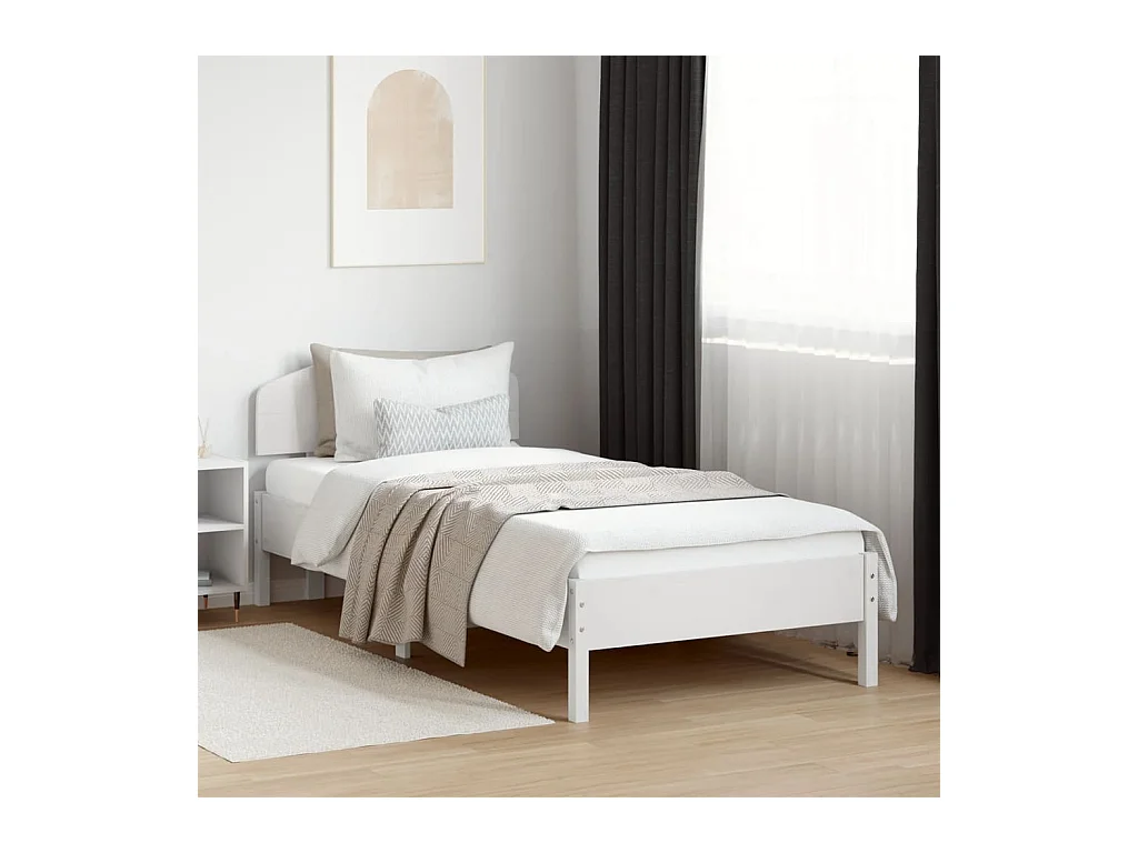 Cadre de lit sans matelas blanc 100x200 cm bois de pin massif