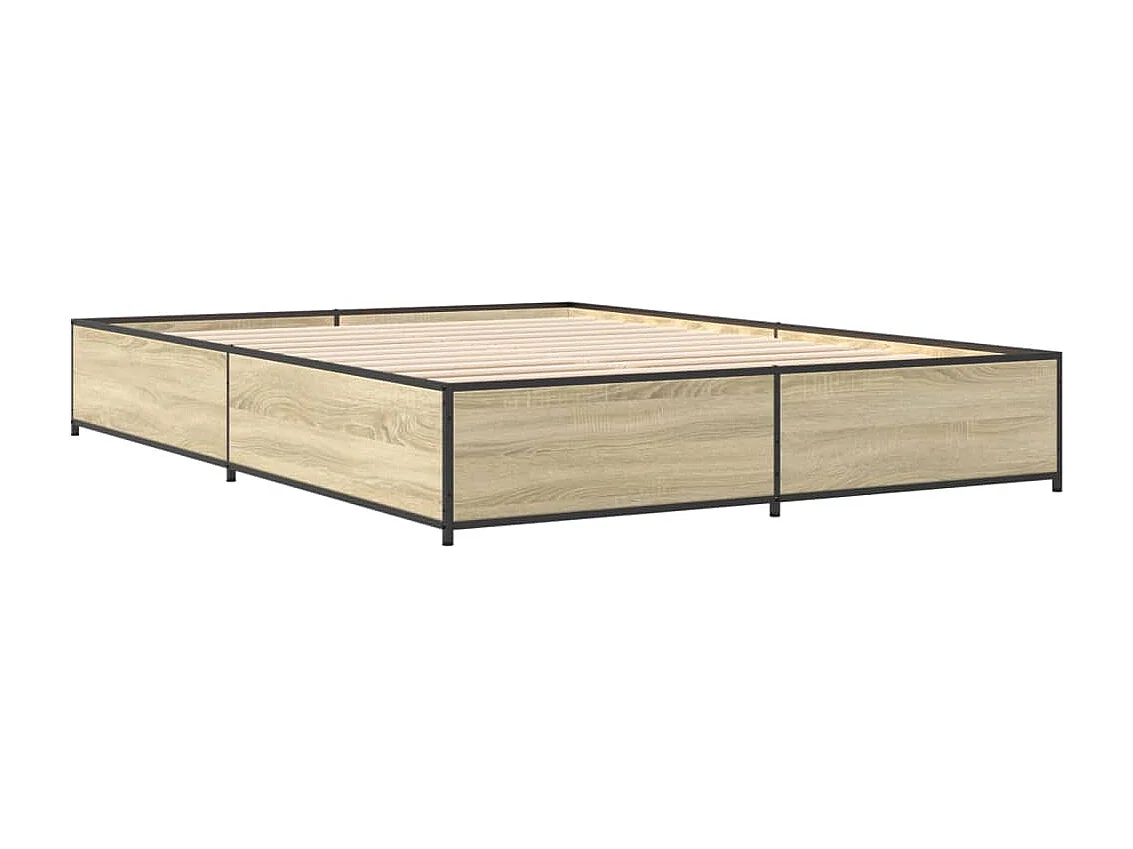 Bettgestell Sonoma-Eiche 135x190 cm Holzwerkstoff und Metall