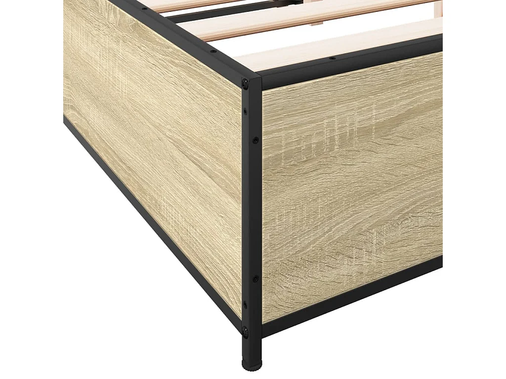 Estructura cama madera ingeniería metal roble Sonoma 135x190 cm