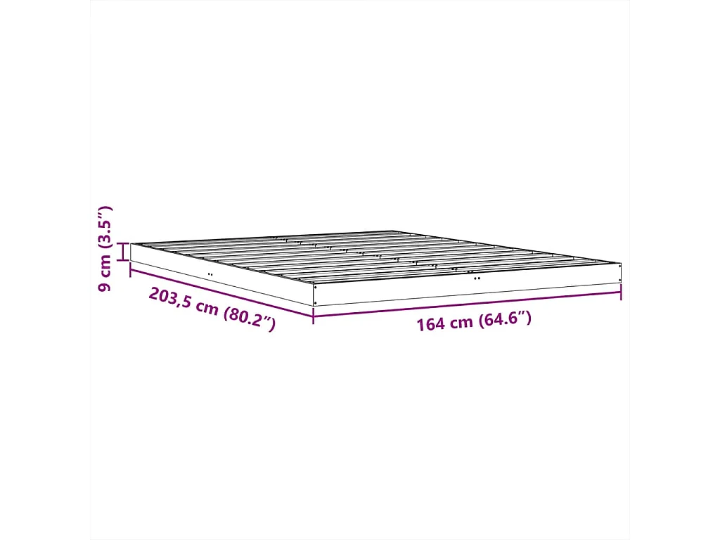 Cadre de lit sans matelas cire marron 160x200cm bois pin massif