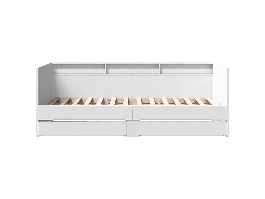 Divano Letto con Cassetti senza Materasso Bianco 90x190 cm