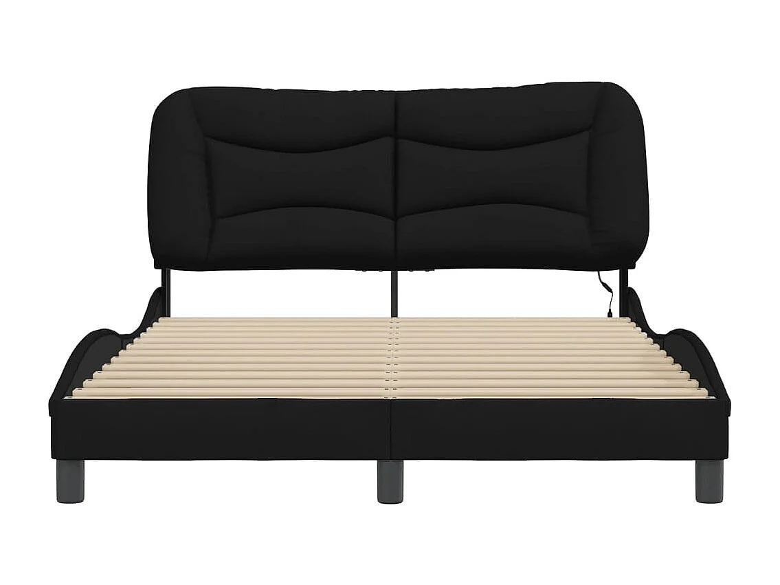 Cadre de lit avec LED sans matelas Hvar noir 140x200 cm tissu