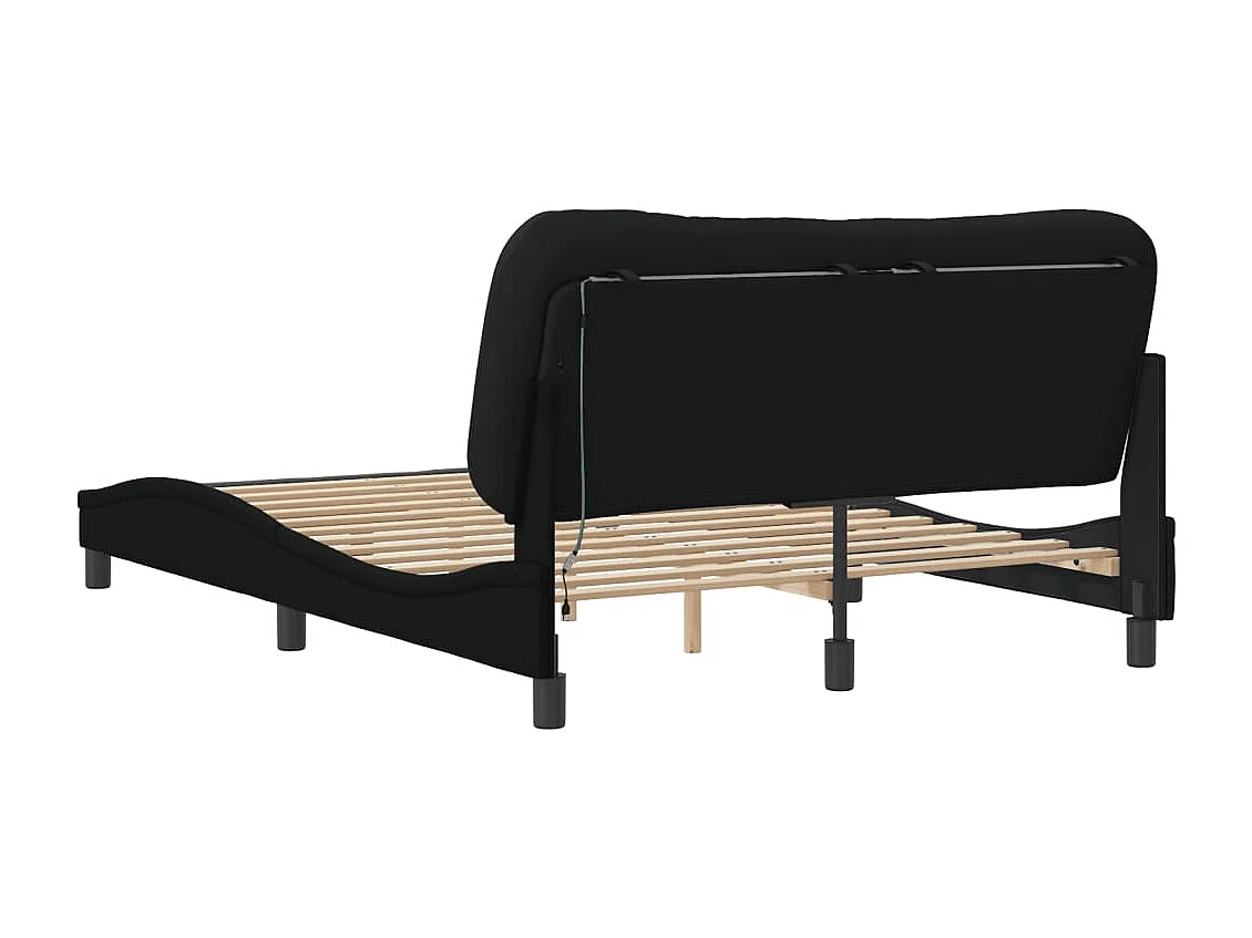 Cadre de lit avec LED sans matelas Hvar noir 140x200 cm tissu