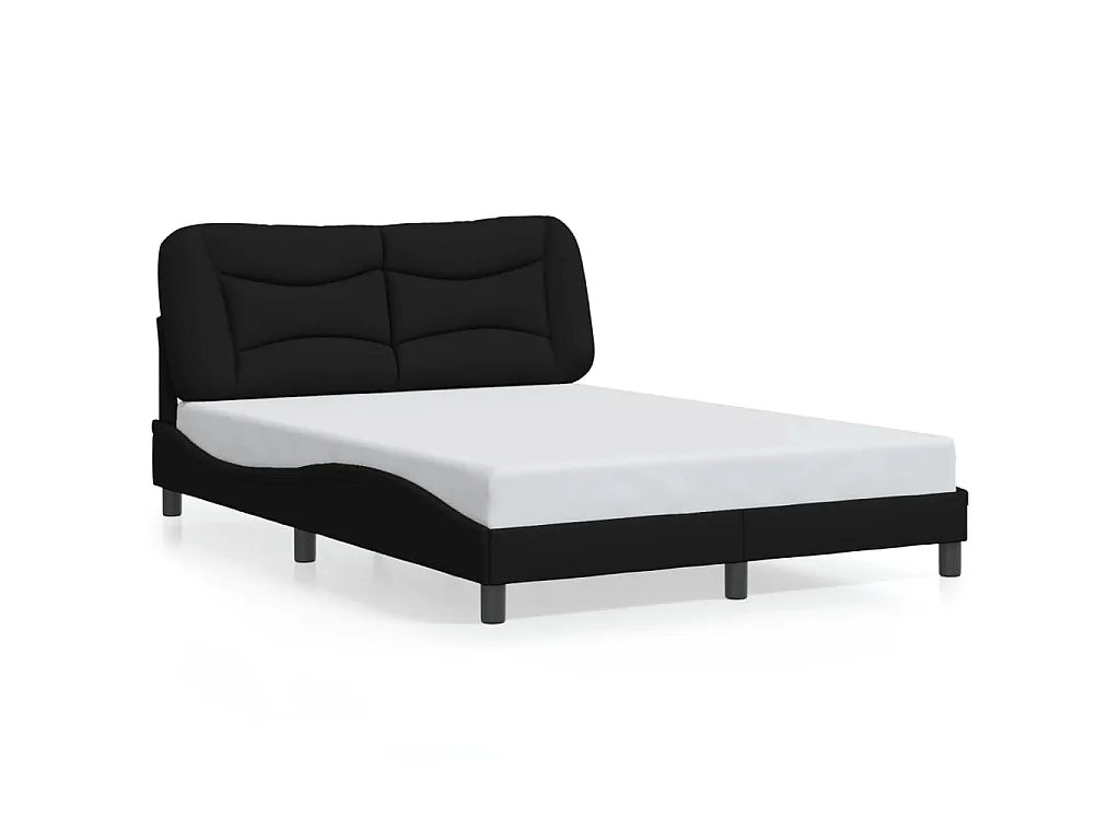Cadre de lit avec LED sans matelas Hvar noir 140x200 cm tissu