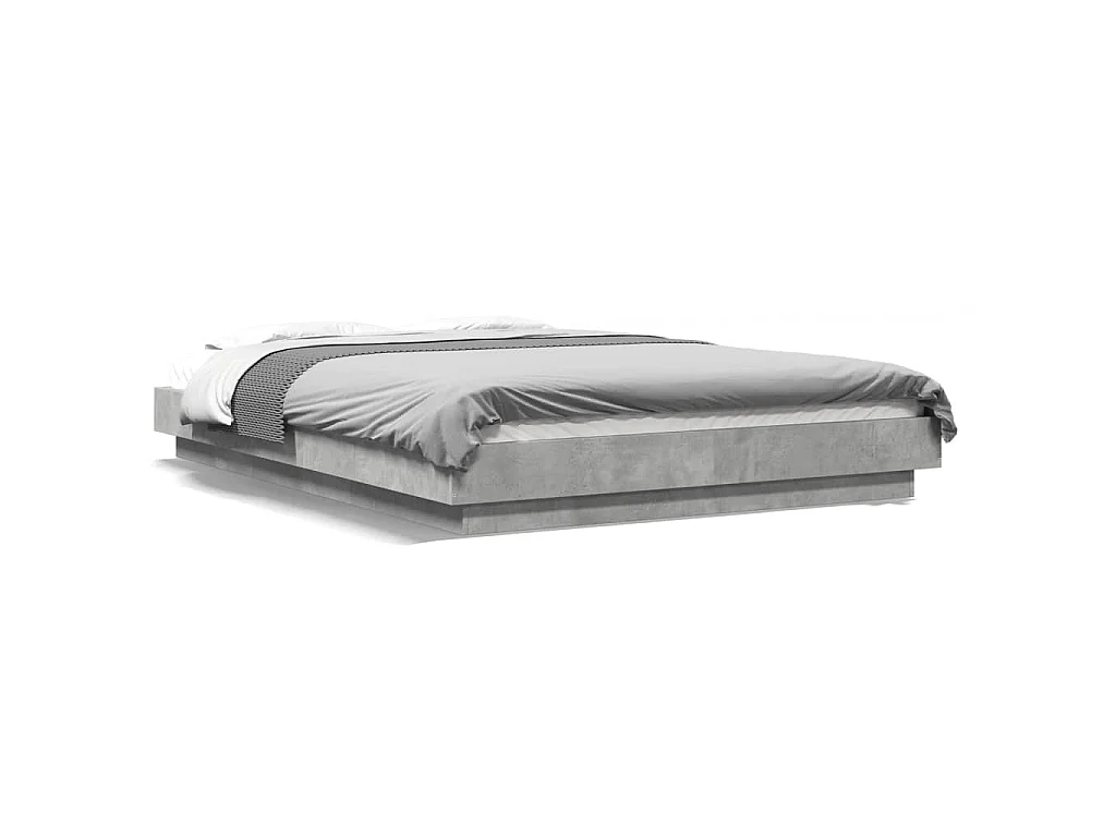 Cadre de lit et lumières LED sans matelas gris béton 120x190cm