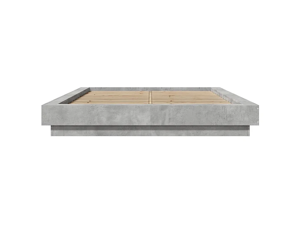 Cadre de lit et lumières LED sans matelas gris béton 120x190cm
