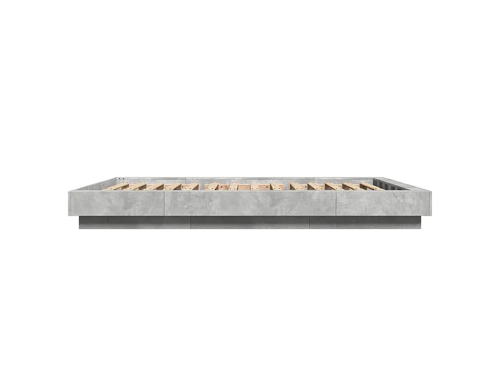 Cadre de lit et lumières LED sans matelas gris béton 120x190cm
