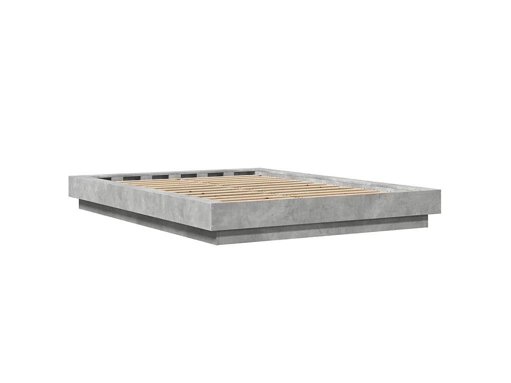 Cadre de lit et lumières LED sans matelas gris béton 120x190cm