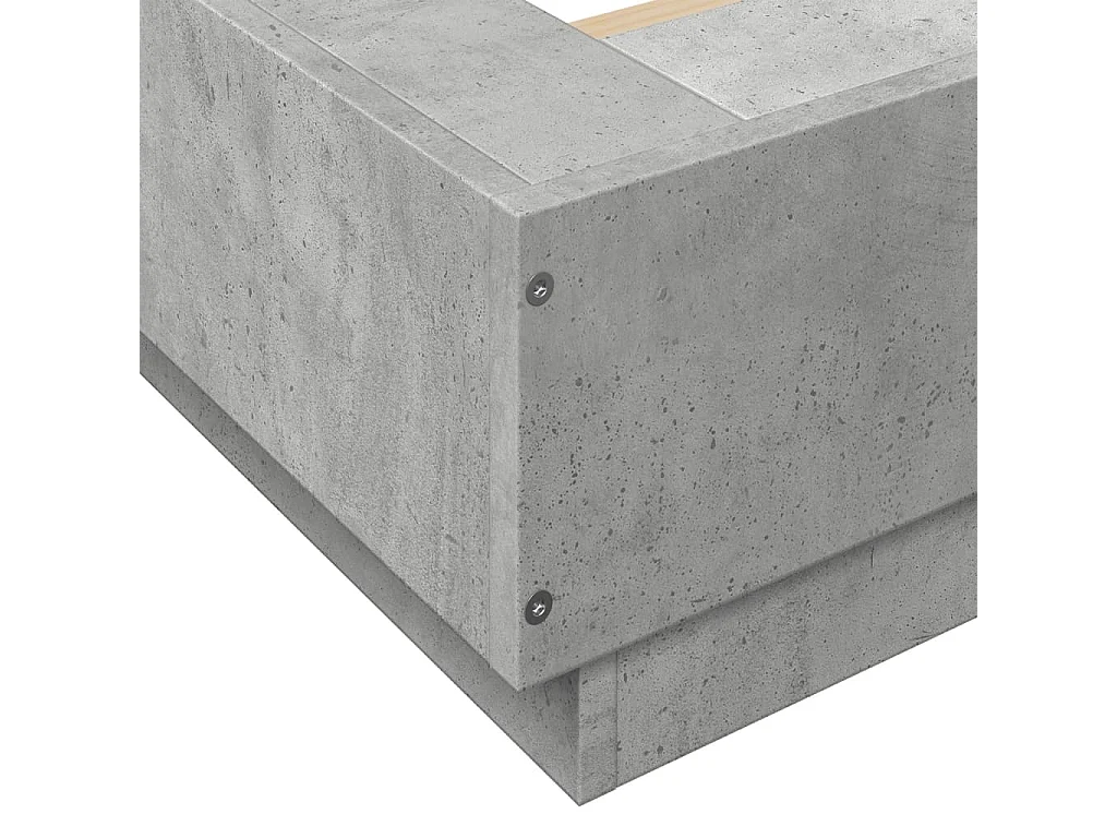 Cadre de lit et lumières LED sans matelas gris béton 120x190cm