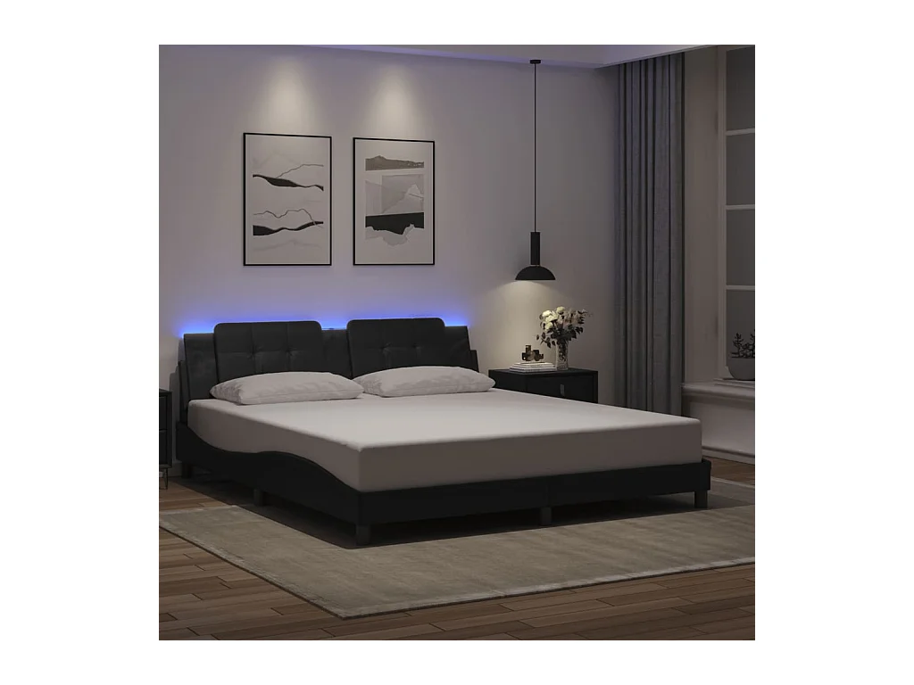 Cadre de lit avec LED sans matelas noir 180x200 cm