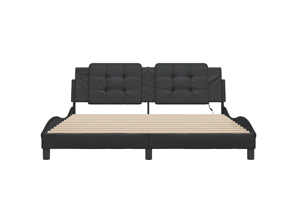 Cadre de lit avec LED sans matelas Zadar noir 180x200 cm