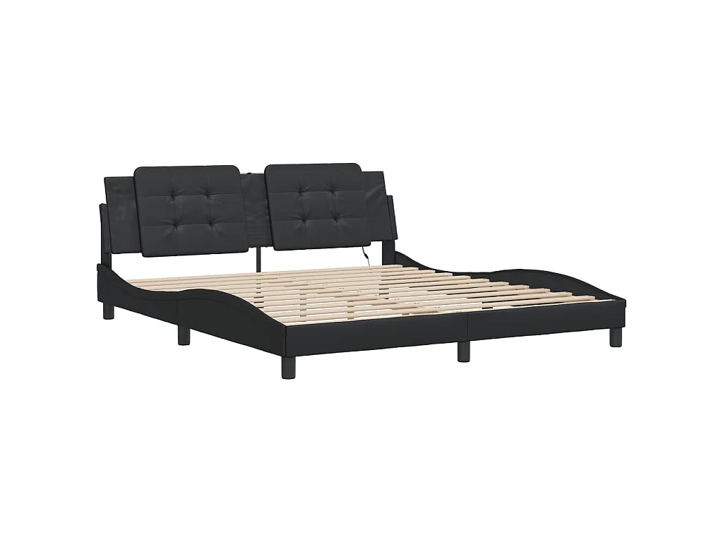 Cadre de lit avec LED sans matelas Zadar noir 180x200 cm