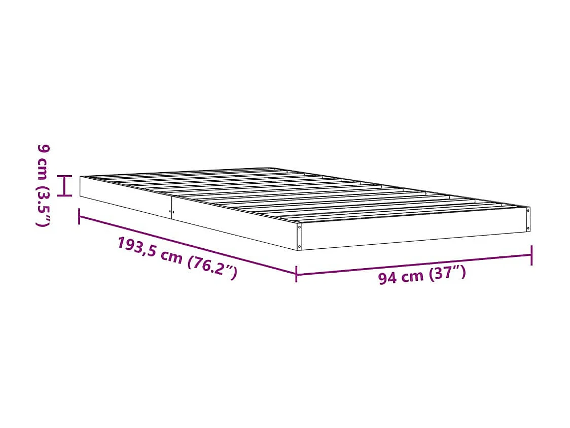Estrutura de cama 90x190 cm madeira pinho maciça castanho cera