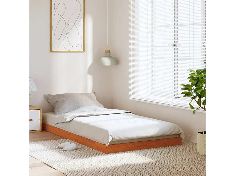 Estrutura de cama 90x190 cm madeira pinho maciça castanho cera