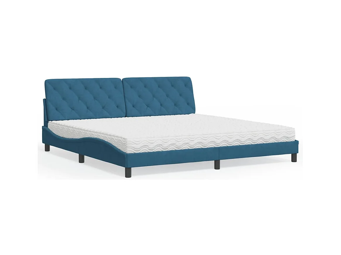 Letto con Materasso Blu 200x200 cm Velluto