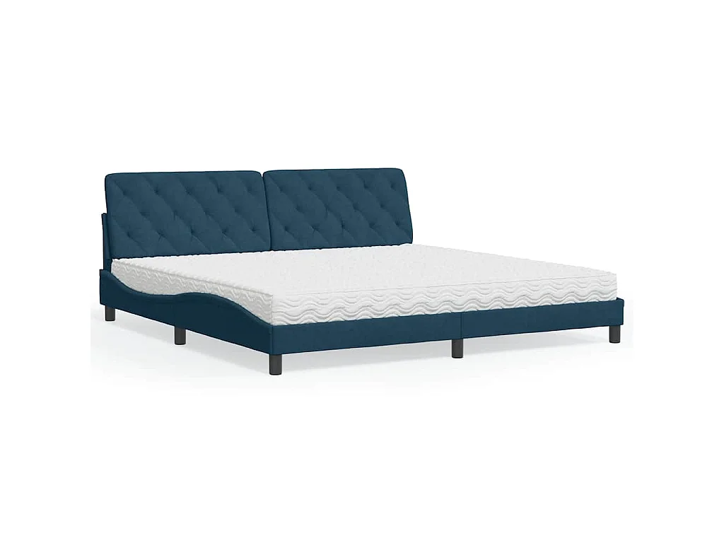 Cama con colchón terciopelo azul oscuro 200x200 cm