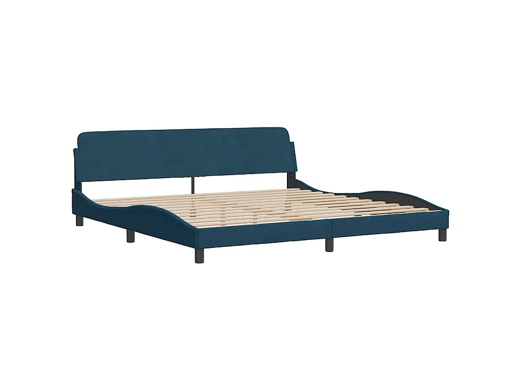 Cama con colchón terciopelo azul oscuro 200x200 cm