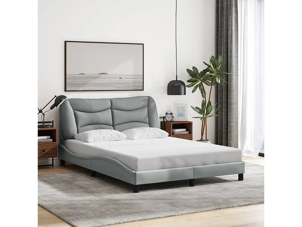 Cadre de lit sans matelas Hvar gris clair 140x200 cm tissu