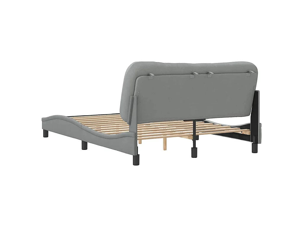 Cadre de lit sans matelas Hvar gris clair 140x200 cm tissu