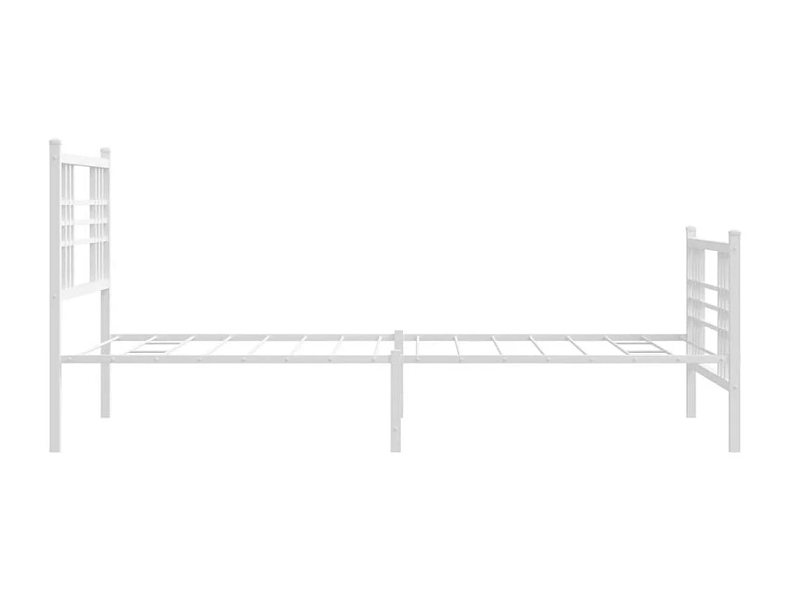 Cadre de lit métal sans matelas avec pied de lit blanc 90x200cm