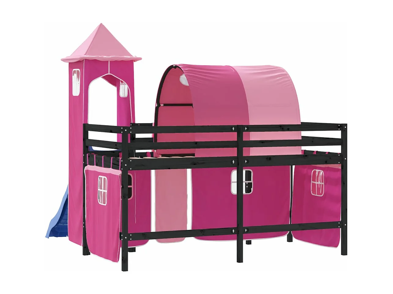 Lit mezzanine enfants avec tour sans matelas rose 90x200 cm