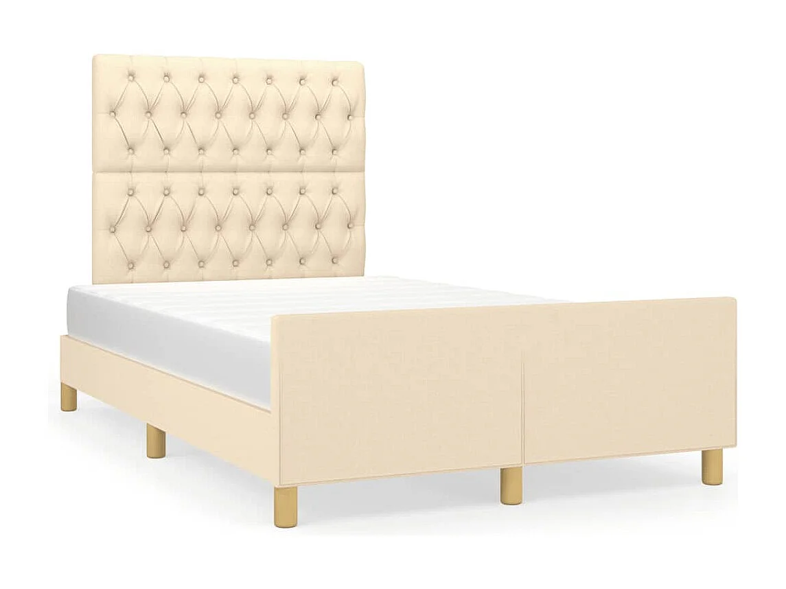 Bettgestell ohne Matratze Creme 120x190 cm Stoff