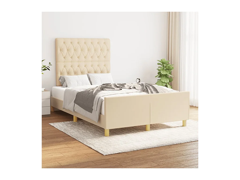 Cadre de lit sans matelas crème 120x190 cm tissu
