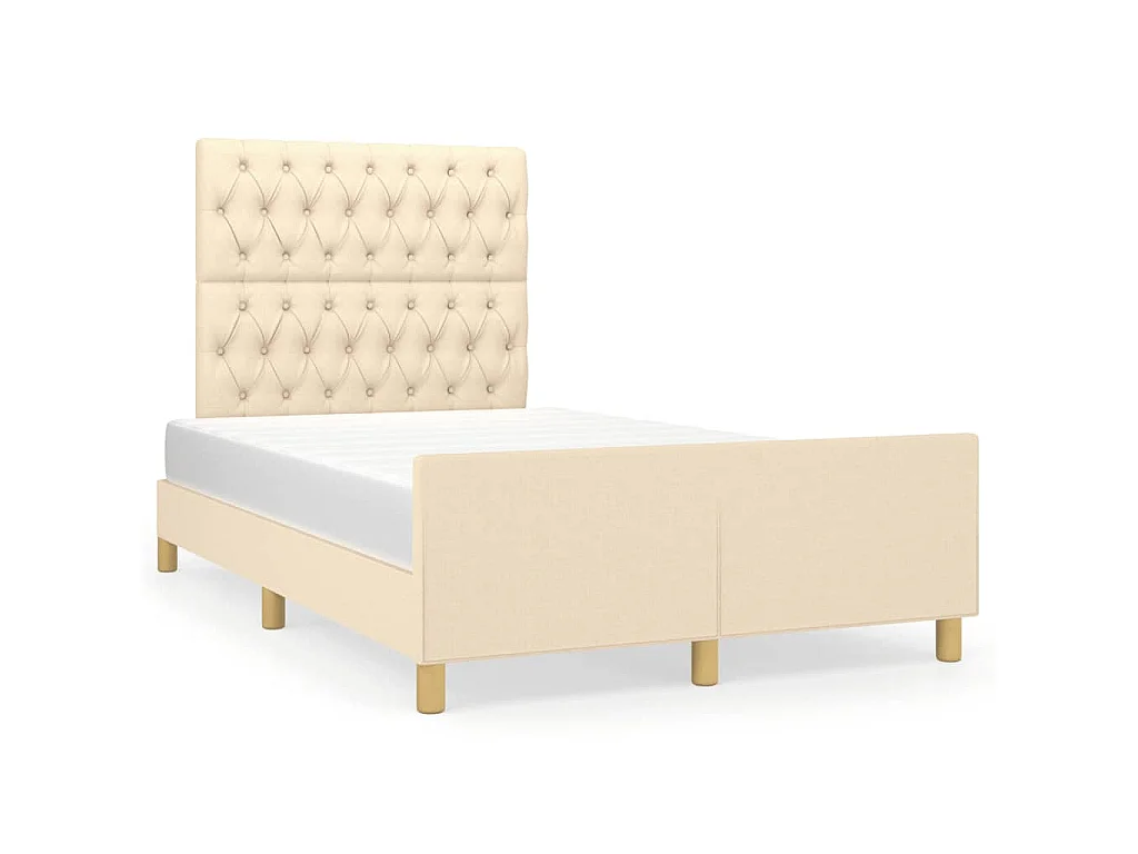 Cadre de lit sans matelas crème 120x190 cm tissu