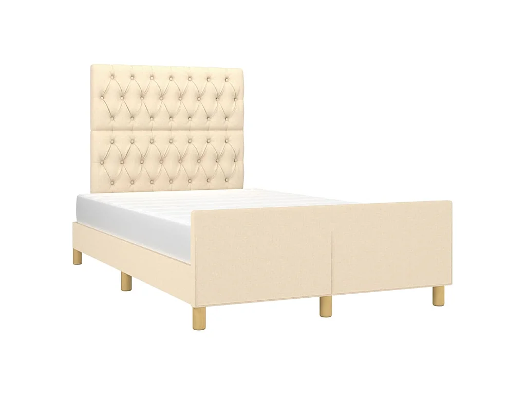 Cadre de lit sans matelas crème 120x190 cm tissu