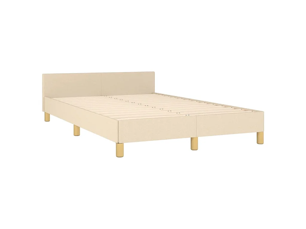 Cadre de lit sans matelas crème 120x190 cm tissu