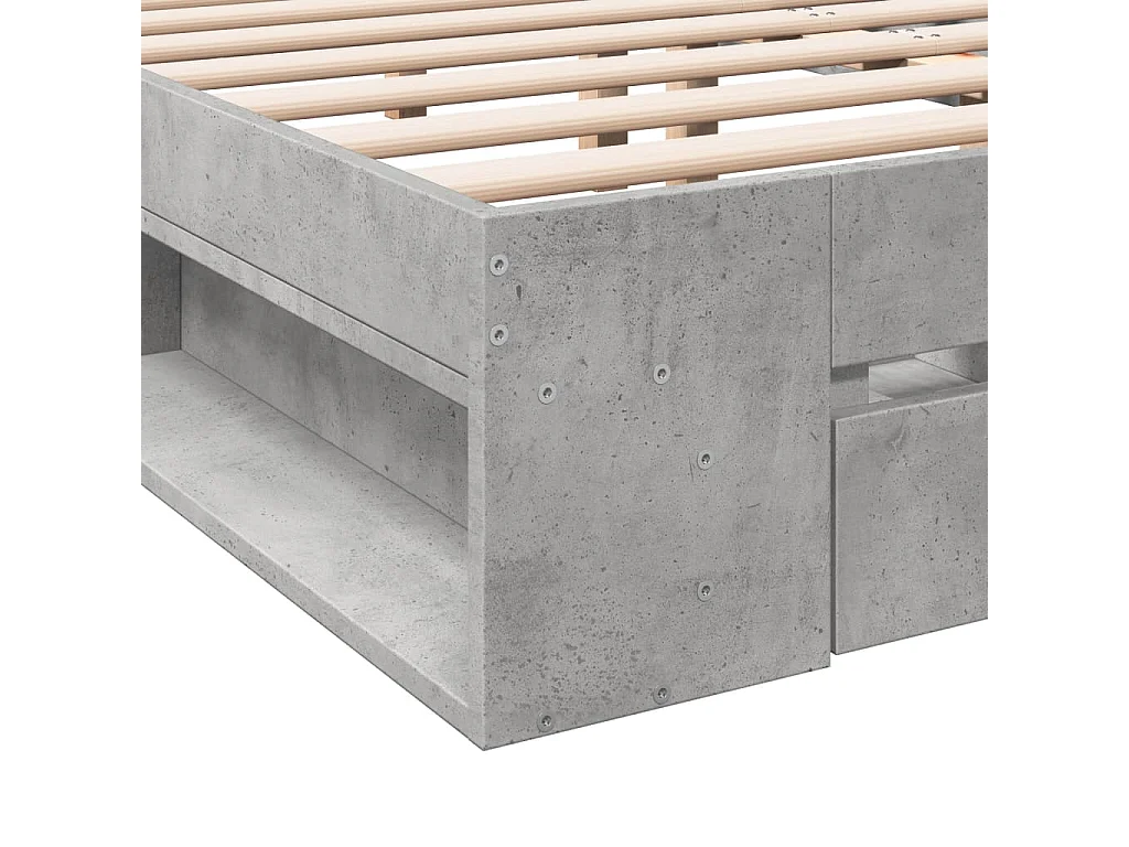 Bedframe met lades bewerkt hout betongrijs 140x200 cm