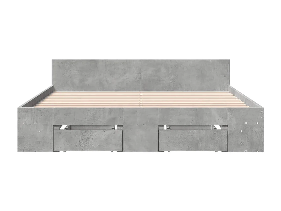 Bettgestell mit Schubladen Betongrau 140x200 cm Holzwerkstoff