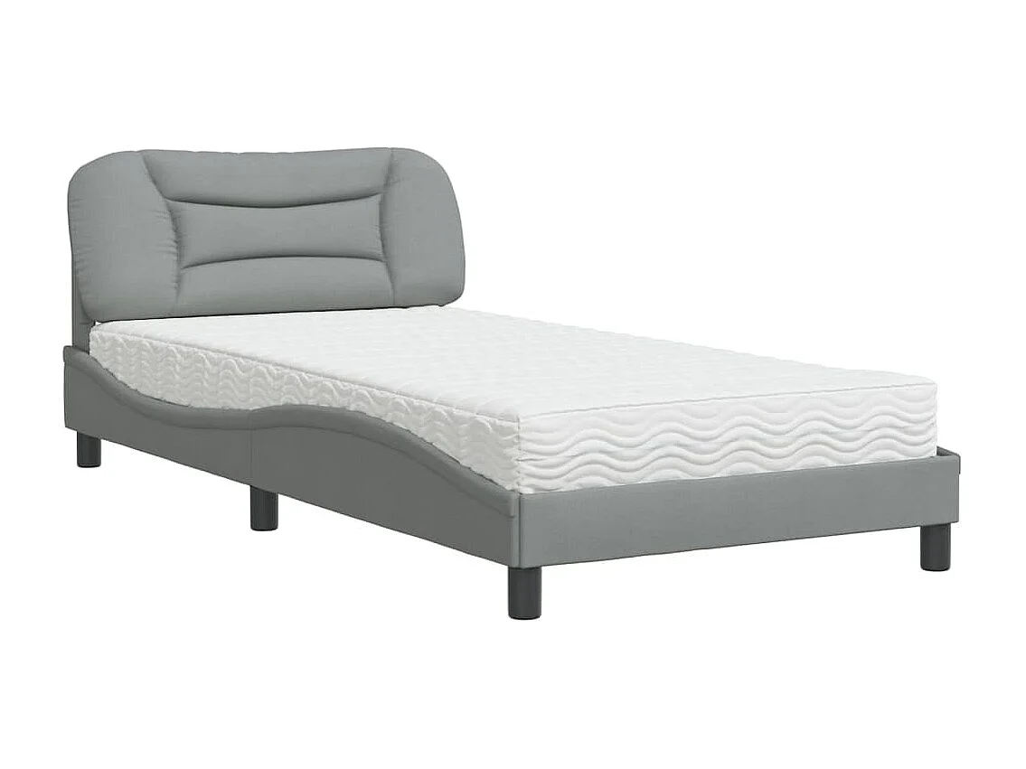 Bett mit Matratze "Hvar" Hellgrau 100x200 cm Stoff