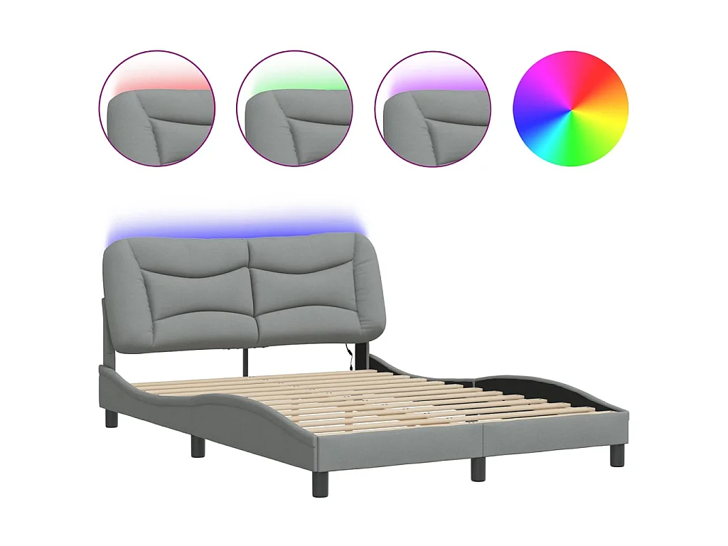 Bedframe met LED zonder matras "Hvar" 120x200 cm stof lichtgrijs
