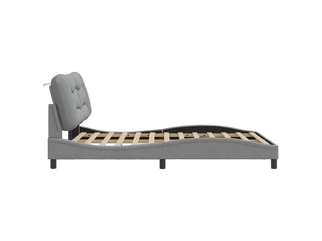Bedframe met LED zonder matras "Hvar" 120x200 cm stof lichtgrijs