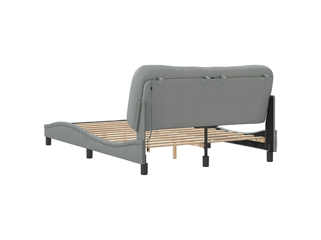 Bedframe met LED zonder matras "Hvar" 120x200 cm stof lichtgrijs