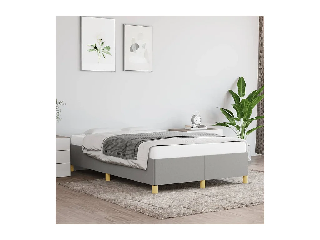 Cadre de lit sans matelas gris clair 120x190 cm tissu
