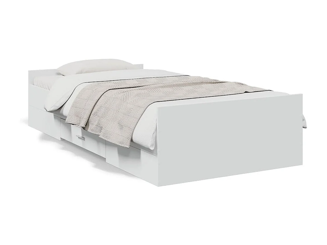 Bedframe met lades bewerkt hout wit 100x200 cm