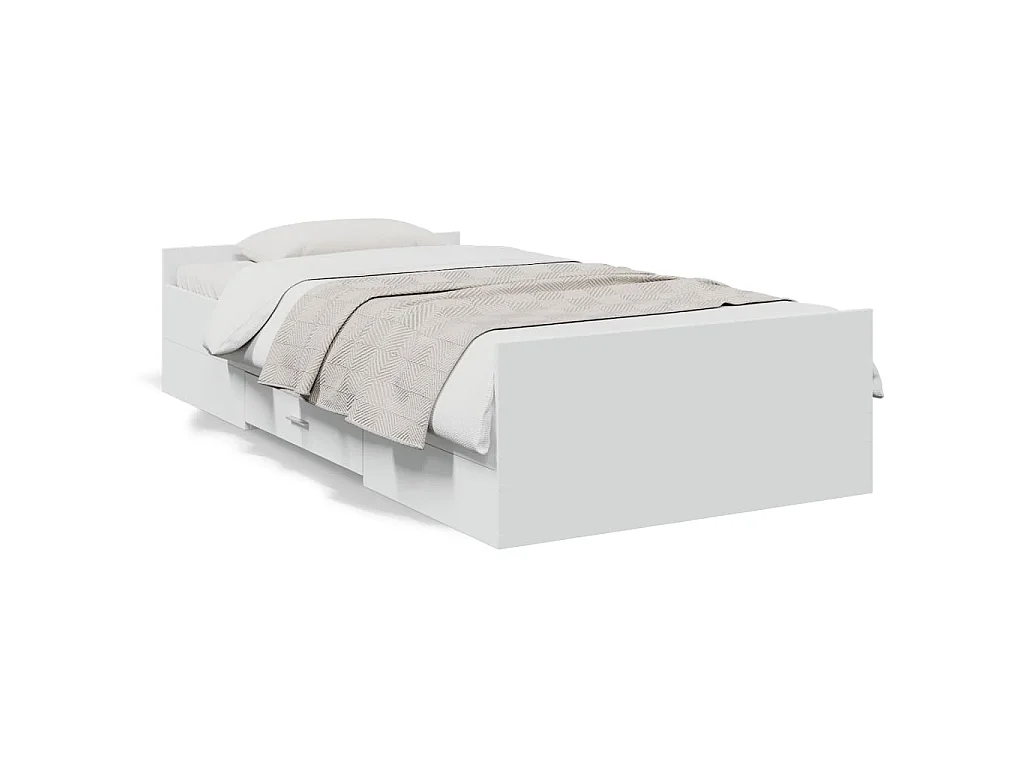 Cadre de lit avec tiroirs sans matelas blanc 100x200 cm
