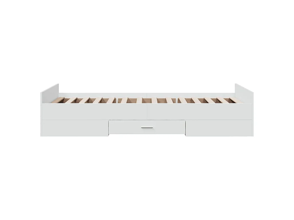 Cadre de lit avec tiroirs sans matelas blanc 100x200 cm