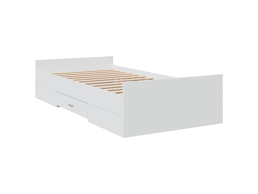 Cadre de lit avec tiroirs sans matelas blanc 100x200 cm