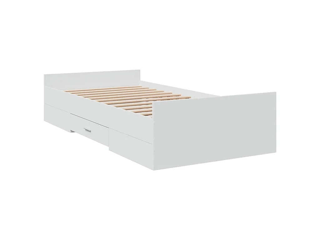 Cadre de lit avec tiroirs sans matelas blanc 100x200 cm
