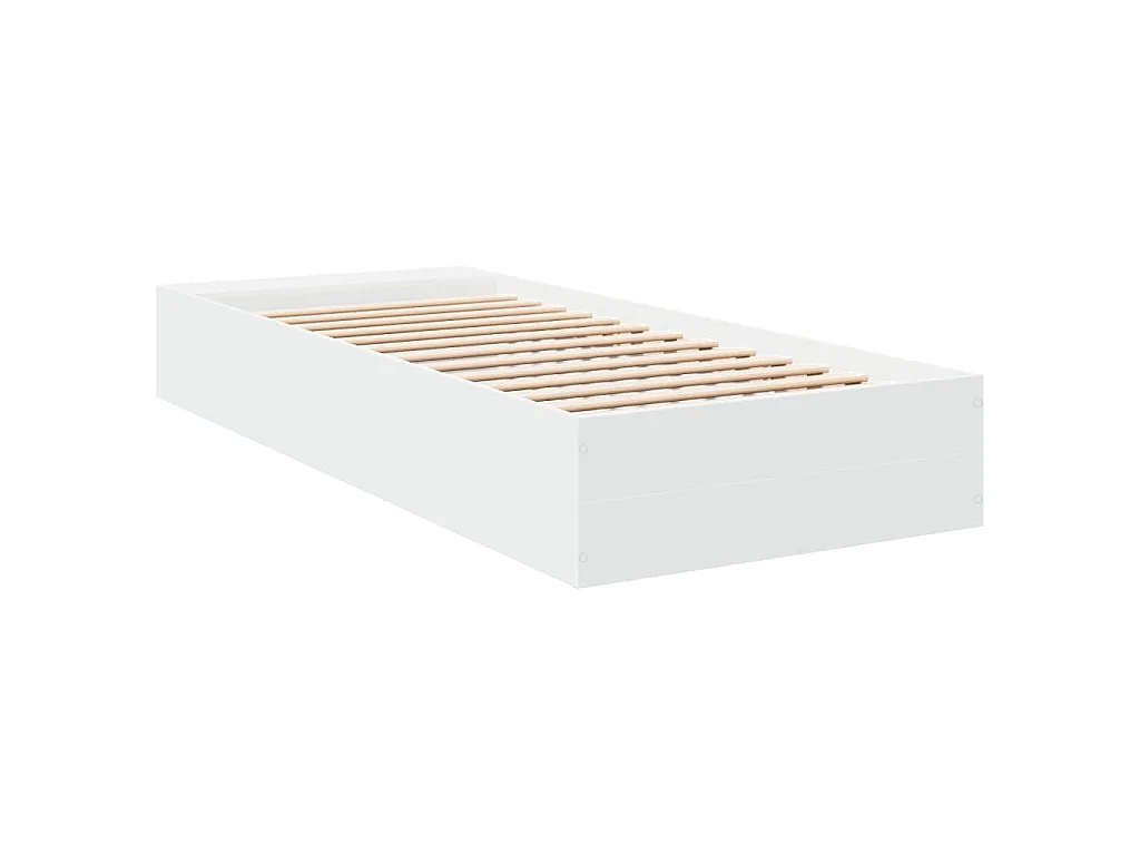 Bedframe bewerkt hout wit 75x190 cm