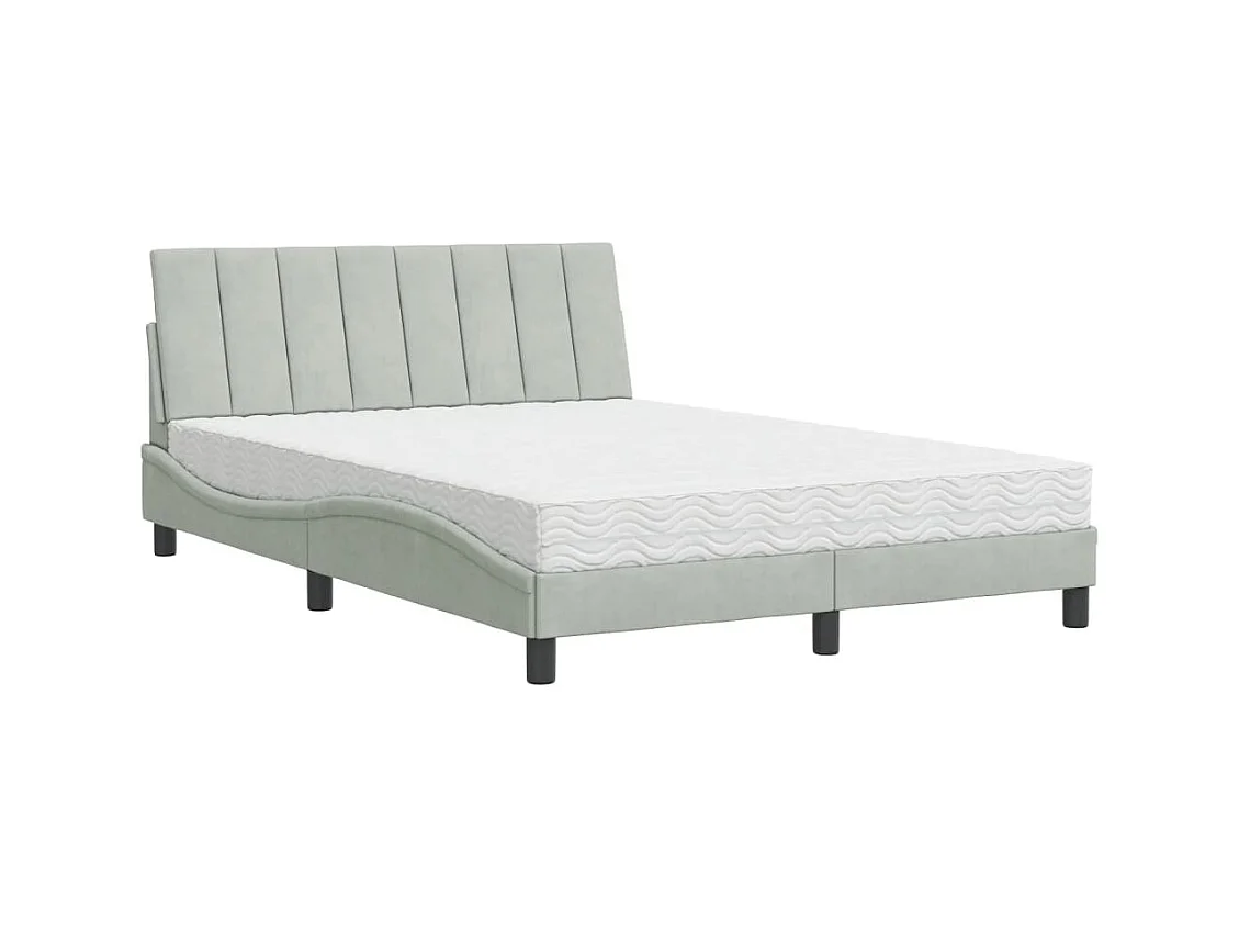 Lit avec matelas gris clair 140x190 cm velours
