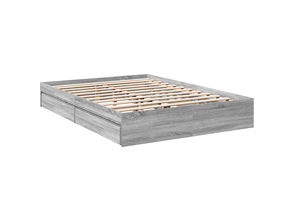 Cadre de lit avec tiroirs sans matelas sonoma gris 160x200 cm