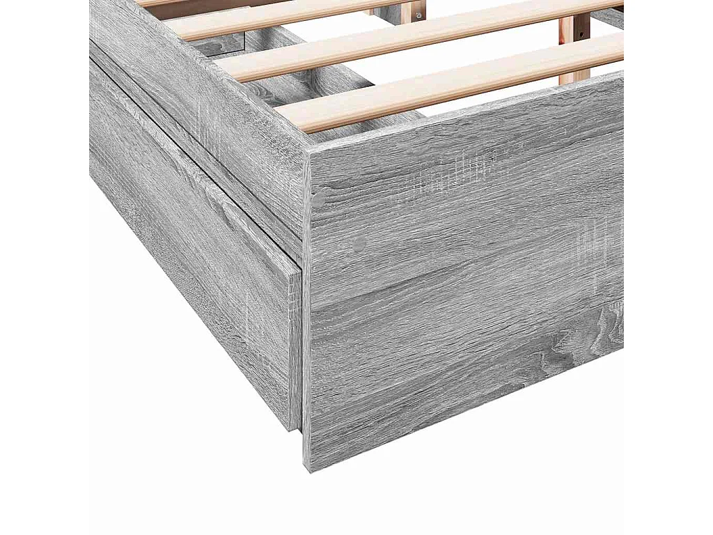 Cadre de lit avec tiroirs sans matelas sonoma gris 160x200 cm