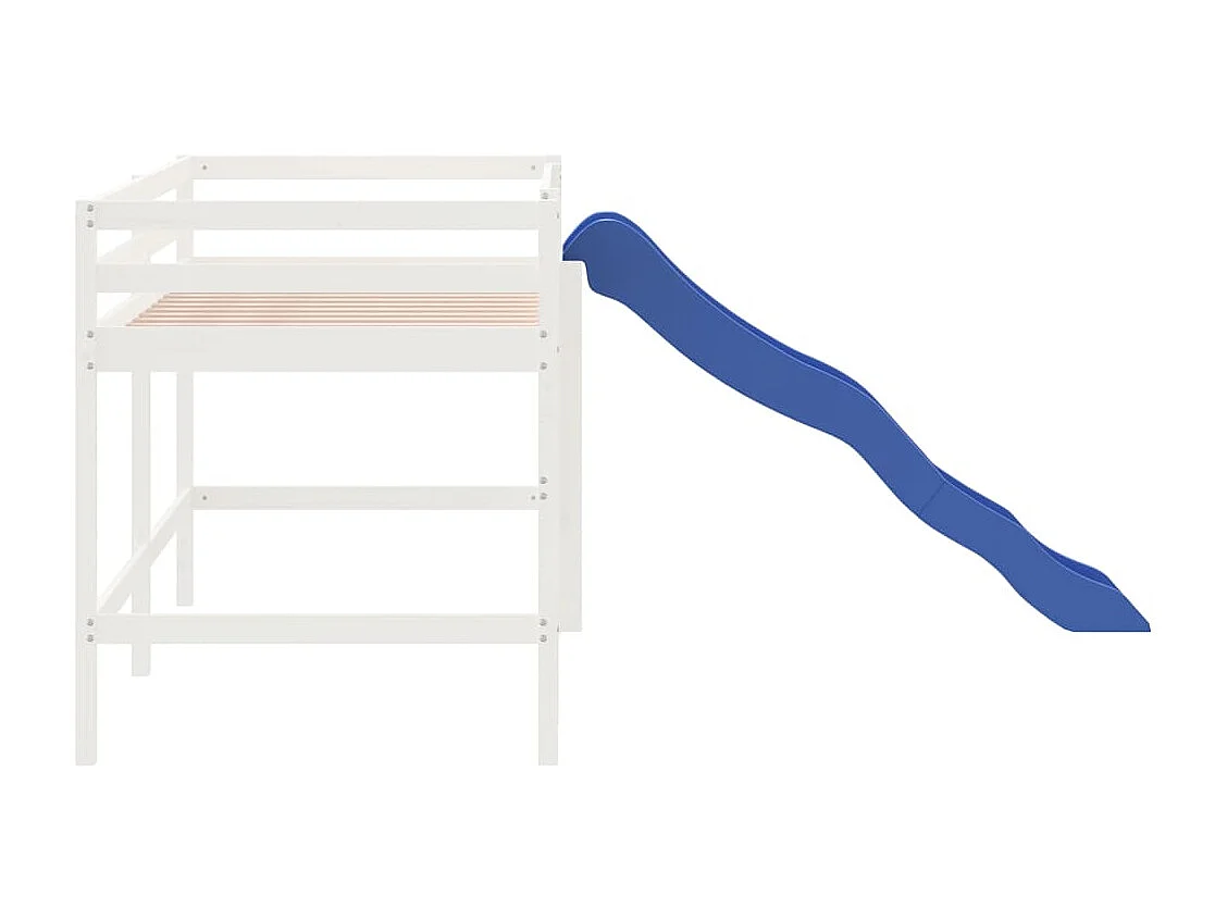 Cama alta p/ criança c/ escorrega 90x200 cm pinho maciço branco