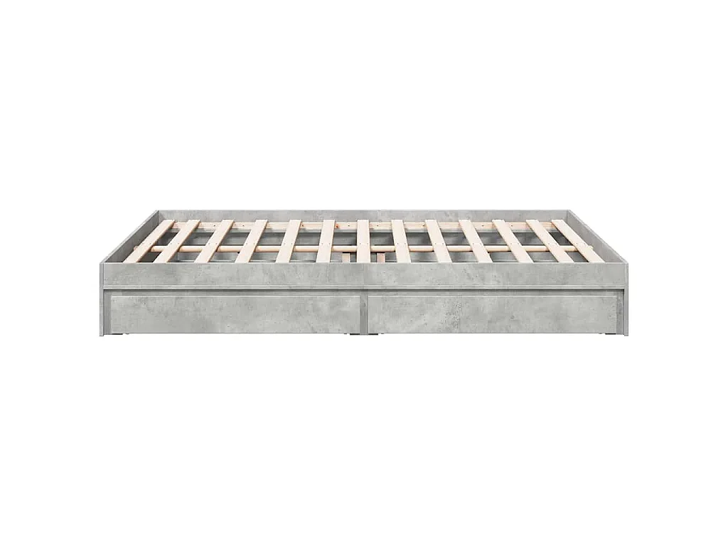 Cadre de lit avec tiroirs sans matelas gris béton 160x200 cm